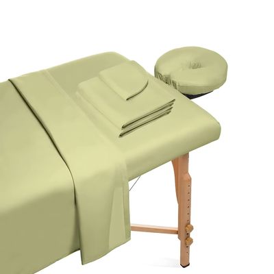 Hightree Microfiber Massage Table Sheet Set Includes Flat Sheet, Fitted Sheet and Fitted Face Rest Cover Silky, Wrinkle Resistant, Quick Drying (Sage)