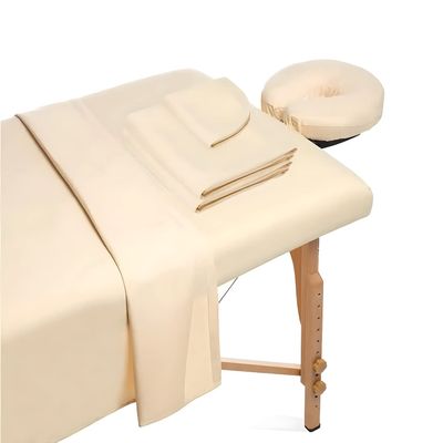 Hightree Microfiber Massage Table Sheet Set Includes Flat Sheet, Fitted Sheet and Fitted Face Rest Cover Silky, Wrinkle Resistant, Quick Drying (Natural)