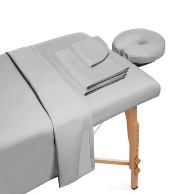 Microfiber Massage Table Sheet Set Includes Flat Sheet, Fitted Sheet and Fitted Face Rest Cover Silky, Wrinkle Resistant, Quick Drying (Light Gray)