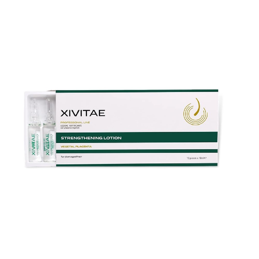 XIVITAE Vegetal Placenta Hair Treatment Lotion in Ampoules 10 x 10 ml- Protein Hair Treatment Formula for Strengthening and Moisturizing - Lightweight Recovery Complex - Hydration Leave-In Formula