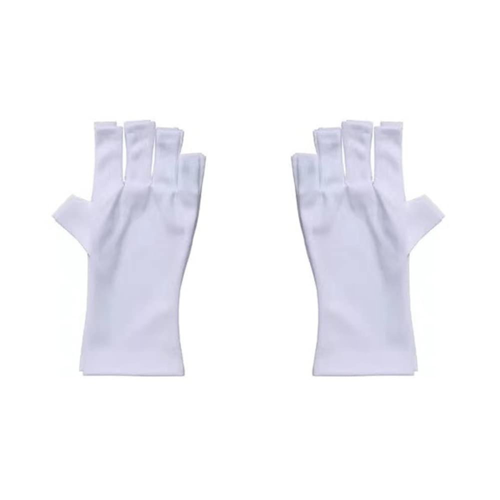 Magik 1-2 Paris Anti UV Shield Gloves Gel Manicure Protect Hands from UV Light Lamp (1, White Long)