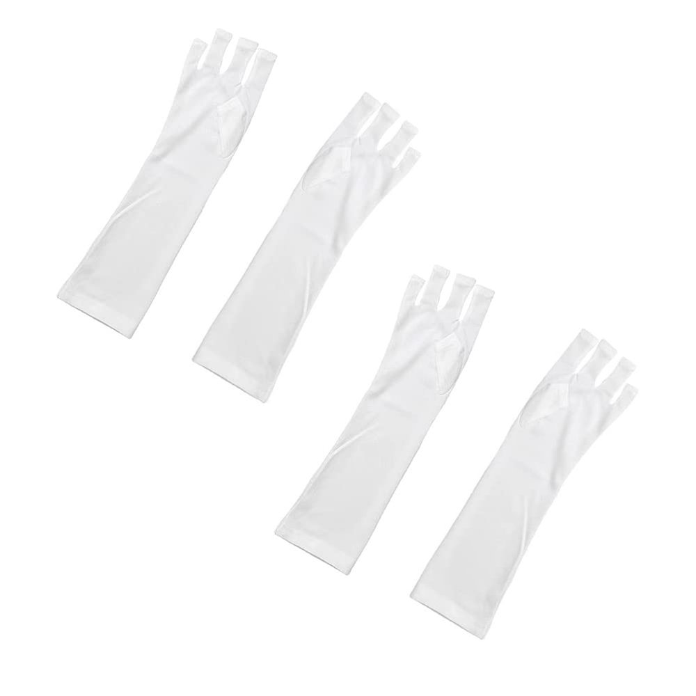 Magik 1-2 Paris Anti UV Shield Gloves Gel Manicure Protect Hands from UV Light Lamp (2, White Short)