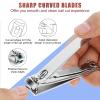 Nail Clippers, Toenail Clippers, Fingernail Clipper Cutters, Stainless Steel Toe Nail Clippers with Sharp Curved Blades and File, Nail Clippers for Men Women Kids(Large & Small) view 2