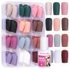 FANDAMEI Press on Nails Medium Square, 12 Packs 288PCS Acrylic Matte Square Fake Nails Full Cover Medium Length, Glue on Nails with 10g Nail Tips Glue, 12 Solid Color False Nails for Nail Art DIY view 1