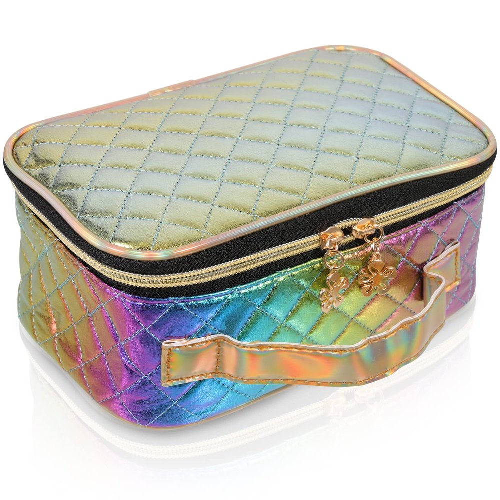 VICASKY Makeup Train Case Multifunctional Travel Pouch Compartments for Organizing Toiletries and Accessories Large Capacity Stylish Design
