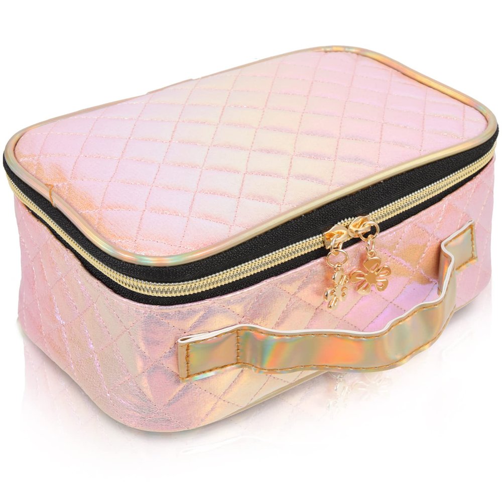 VICASKY Pattern Makeup Holder Multi-functional Travel Storage Bag Double Zipper for Toiletries and Cosmetics Portable Organizer for School and Travel