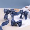 Bouquet Leaves Printed Denim Webbing DIY Handmade Bow tie Headdress lace Material Hair Ring Bow tie Straw hat Flowers Packaging Strap (Color : Teeth Black, Size : 25mm) view 3