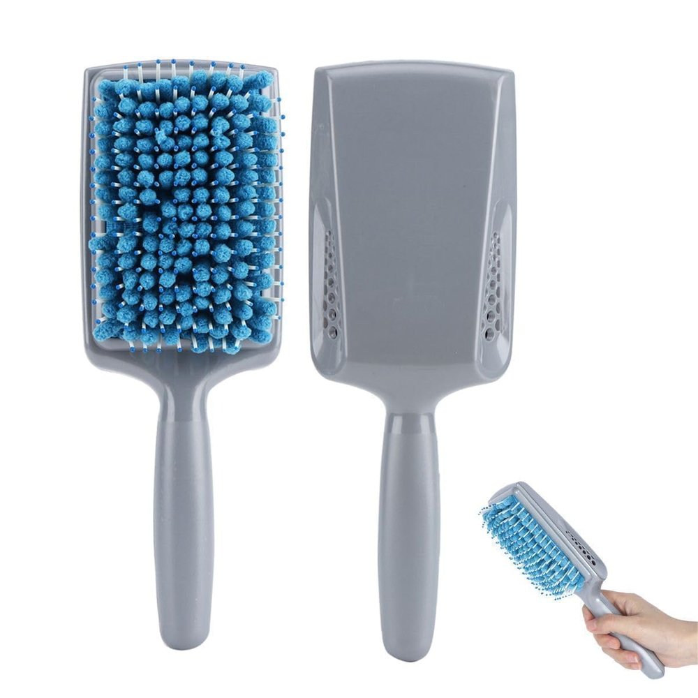 Hair Drying Comb, 2 Pack Microfiber Paddle Hair Brushes Set Anti Dandruff Anti Radiation Hair Paddle Brushes for Detangling Drying