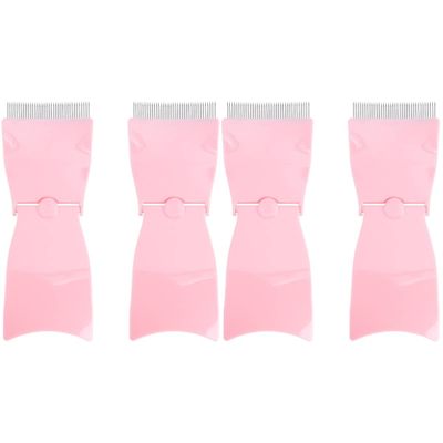 Beaupretty 4pcs Metal Lash Madam Use Eyebrow Portable Eyelash Comb Tool Stainless Folding Women Compact Rosy for Mascara Row Girl Woman Grooming Teeth Brush