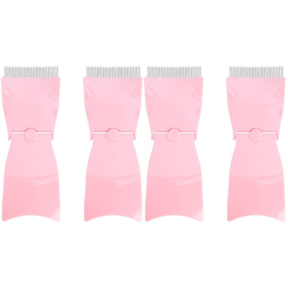 Beaupretty 4pcs Metal Lash Madam Use Eyebrow Portable Eyelash Comb Tool Stainless Folding Women Compact Rosy for Mascara Row Girl Woman Grooming Teeth Brush