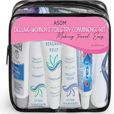 Asom Travel Toiletries Kit  TSA Approved Travel-Size 36-Piece Personal Care & Hygiene Essentials Set for Men & Women  Compact Unisex Kit for Flight, Vacation, Hotel, Gym, Camping