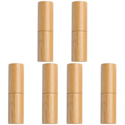 minkissy 6pcs Bamboo Lipstick Balm Tubes Rustic Lip Gloss Storage Containers for Ladies Empty Lip Balm Bottles