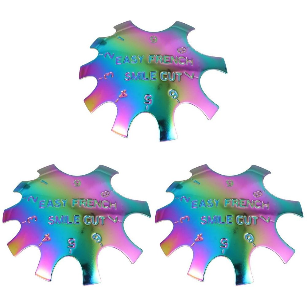 3pcs Stainless Home DIY Steel Girls Tool Acrylic Style Nail Nails Salon Shop# Decoration Trimmer, Plates French Art Cutter Guides Module Tip Manicure Smile Stamping Trimmer