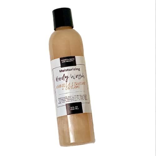 Amreva Bath and Beauty Body Wash, Shower Gel, Moisturizing Soap (Vanilla + Cream, 8 oz)