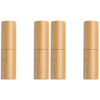 minkissy 4pcs Empty Lip Balm Containers Women Lipstick Balm Tubes Bamboo Diy Lip Gloss Wand Portable Storage