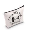 G2TUP Brooklyn New York Gift Brooklyn Makeup Bag New York City Cosmetic Bag New York Lover Gift City Home Roots Gift Zipper Travel Bag (Brooklyn White Bag) view 1