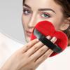 VOCOSTE 4 Pcs Loose Powder Puff, Face Soft Heart Shape Puff Blender Beauty Makeup Tool Short Plush, Black Red view 2