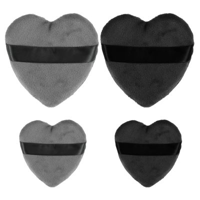 VOCOSTE 4 Pcs Loose Powder Puff, Face Soft Heart Shape Puff Blender Beauty Makeup Tool Short Plush, Gray Black