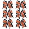 Cheerleader Bows 8 Inch 3 Layers 6 Pcs Ponytail Holder Jumbo Cheerleading Bows Hair Elastic Hair Tie for High School College (Black/White/Orange) view 1