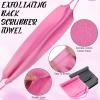 Back Scrubber for Shower Exfoliating Washcloth Back Cloth Body Extended Length Scrubber Towel Nylon Exfoliating Stretchable Pull Strap Wash Cloth for Bath Body Scrub Washcloth 2 Pack (Pink,Gray) view 3