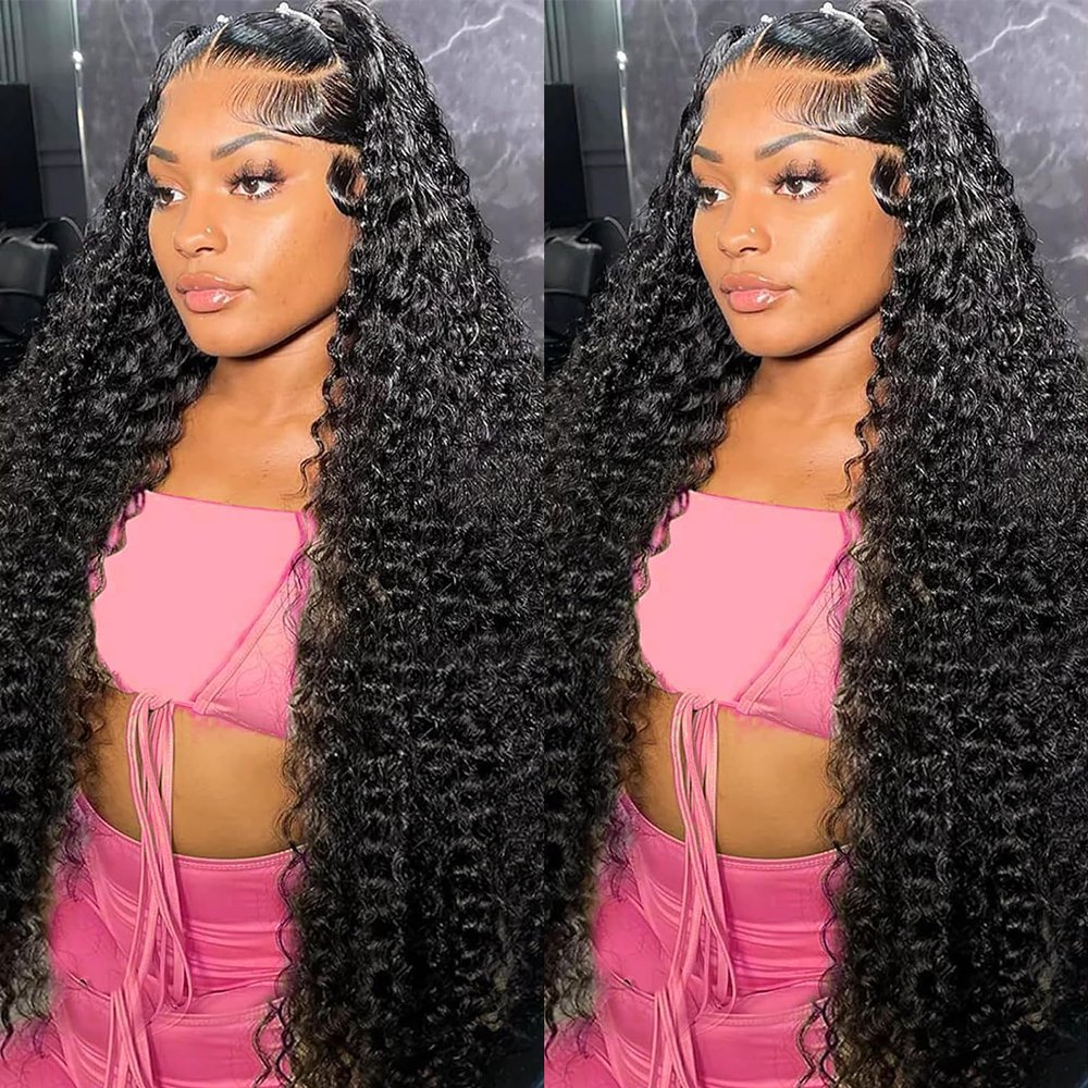 13x4 Water Wave Lace Front Wigs 180% Density Pre Plucked with Baby Hair Water Wave Transparent Lace Wigs Brazilian Virgin Human Hair 24Inch Glueless Water Wave Lace Frontal Wigs Natural Color