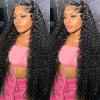 13x4 Water Wave Lace Front Wigs 180% Density Pre Plucked with Baby Hair Water Wave Transparent Lace Wigs Brazilian Virgin Human Hair 24Inch Glueless Water Wave Lace Frontal Wigs Natural Color view 1