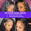 13x4 Water Wave Lace Front Wigs 180% Density Pre Plucked with Baby Hair Water Wave Transparent Lace Wigs Brazilian Virgin Human Hair 24Inch Glueless Water Wave Lace Frontal Wigs Natural Color view 3