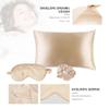 Soft Satin Eye Sleeping Mask and Pillowcase Set Satin Pillowcase and Eye Mask with Scrunchie for Girls (Beige) view 4