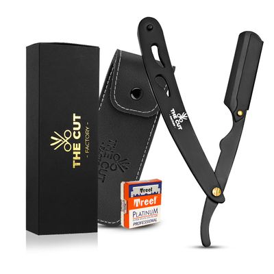 The Cut Factory Straight Razor for Men Professional Barber Straight Edge Razor for Comfortable Smooth Shave. Gift Box Leather Pouch 20 Single Edge Blades. Our Blades Never Fall
