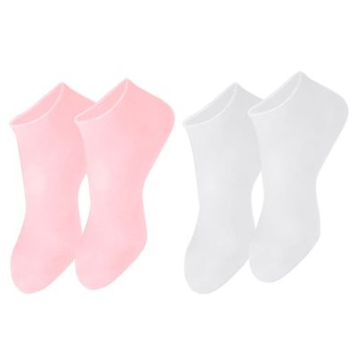 FOMIYES 2 Pairs Exfoliating Moisturizing Toeless Socks Socks for Dry Cracked Feet