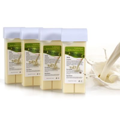 Milk Roll on Wax Wax Refills for Wax Warmer Kit Hair Removal Wax Cartridge at Home Waxing Roller Wax for Women Men Body Hair Removal Wax 4 Pack