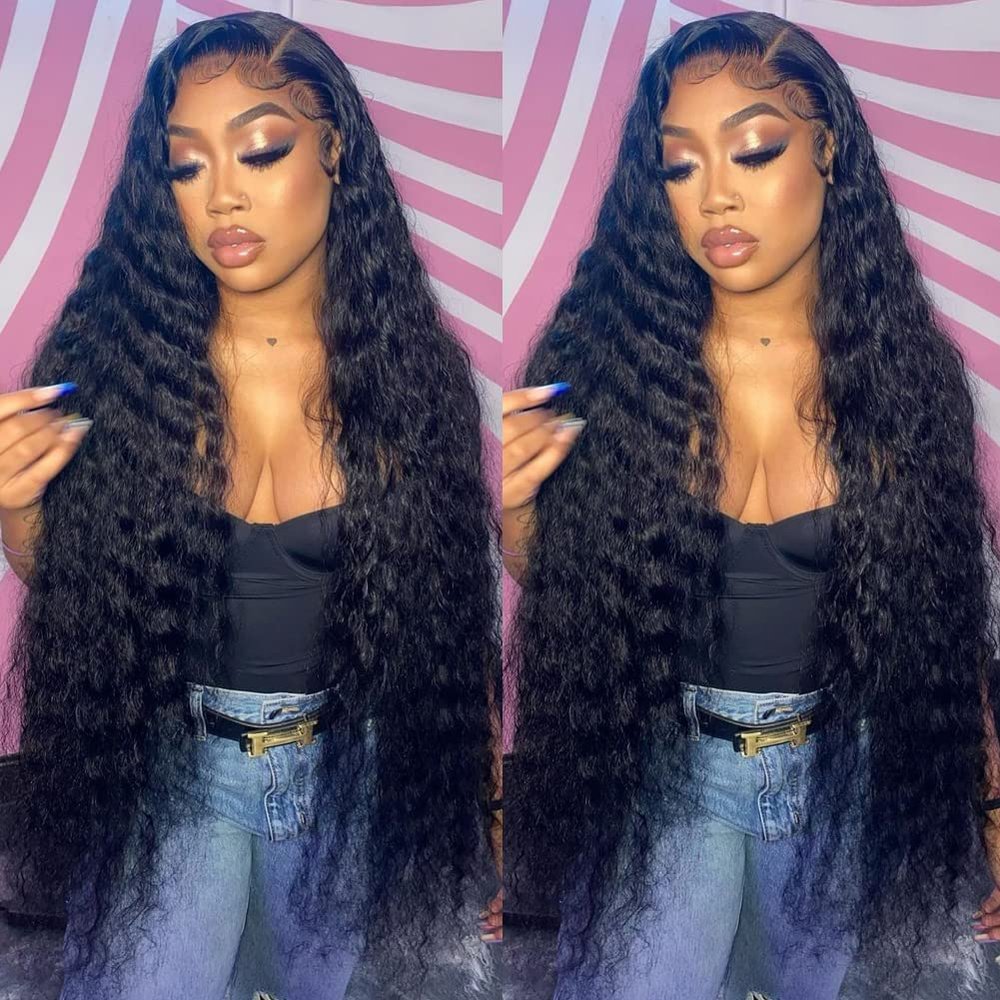 30 Inch Lace Front Wigs 180% Density Curly Wigs for Black Women 13x4 HD Transparent Lace Frontal Wigs Wet and Wavy Lace Front Wigs Pre Plucked with Natural Baby Hair