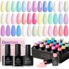 beetles Gel Polish Nail Set 20 Colors Spring Pastel Girly Sparkle Glitter Uv Gel Dreamy Town Collection Macaroon Bright Pastel Nail Manicure Kit with 3Pcs Base Top Coat Gift for Women view 1