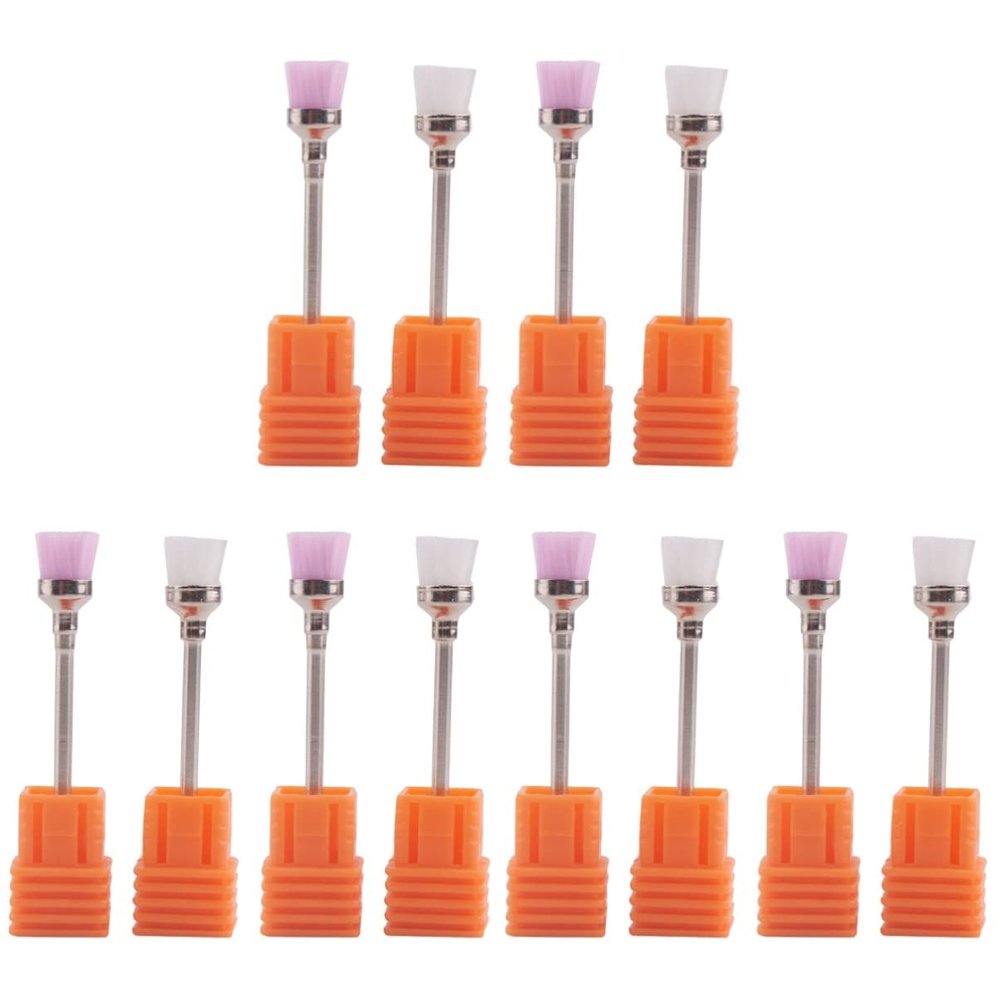 KALLORY 12pcs Ergonomic Nail Brush Portable Nail Art Cleaning Tool Professional Patterns for Dust Removal