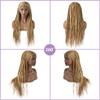 30" Long Box Braided Wigs for Black Women 7"X13" Swiss Lace Front Hand Braided Wigs with Baby Hair Natural Hairline Synthetic Micro Cornrow Lightweight Braids Glue Less Wigs FACE MIRACLE (#27/613M Blonde) view 3