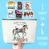Azteoiz Horses Gifts Girls Horse Cosmetic Bag and 5 Piece Stickers Just a Horses-loving Girl Cowgirl Equestrian Travel Bag Cosmetic Bag Gifts Horse Cosmetic Bag Horseshoe Horse Gifts for Girls view 2