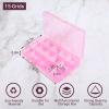 Cosics Small Compartment Organizer Case, 4PCS 15-Grid Adjustable Plastic Box with Dividers, Acrylic Fake Nail Charms Bead Rhinestone Jewelry Holder, Craft Screw Hardware Parts Empty Storage Container view 3