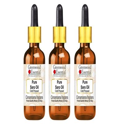 Greenwood Essential Pure Saro Essential Oil (Cinnamosma fragrans) Steam Distilled with Glass Dropper (Pack of Three) 100ml X 3 (10 oz)