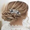 Catery Flower Bride Wedding Hair Comb Blue Crystal Side Combs Pearl Rhinestone Bridal Hair Piece Headpiece Wedding Hair Accessories for Women and Girls view 2