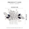 Catery Flower Bride Wedding Hair Comb Blue Crystal Side Combs Pearl Rhinestone Bridal Hair Piece Headpiece Wedding Hair Accessories for Women and Girls view 3