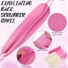 Back Scrubber for Shower Exfoliating Washcloth Back Cloth Body Extended Length Scrubber Towel Nylon Exfoliating Stretchable Pull Strap Wash Cloth for Bath Body Scrub Washcloth 2 Pack (Pink,White) view 3