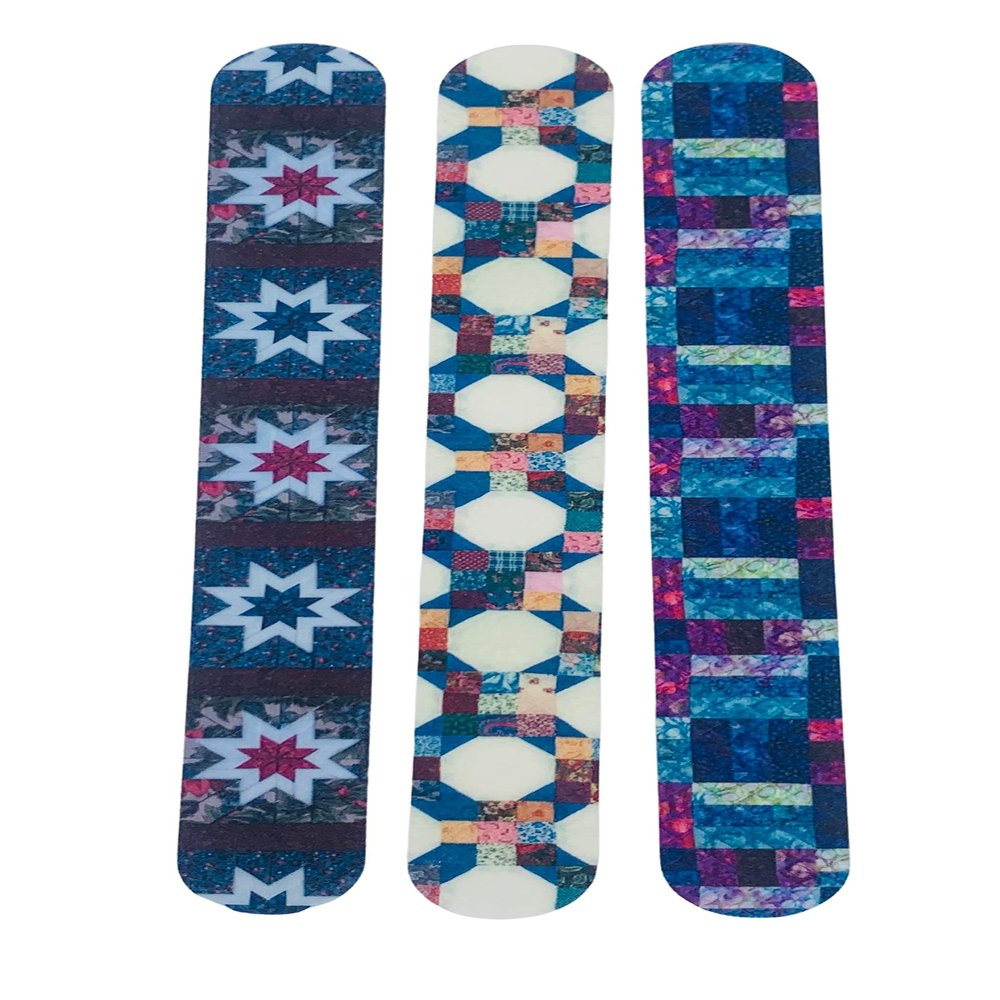 3 Pack Glass Beaded Nail File Set - Beauty Nail Filer for Shaping and Smoothing Toenails and Fingernails - Natural and Acrylic Nails Manicure and Pedicure Set for Women and Girls - Purple Quilts