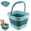 DoroSun Collapsible Foot Bath Soak Tub with Handle, Plastic Foldable Feet Spa Soaking Basin Bucket with Massager Acupoint for Washing, Pedicure Foot Care Bathtub Bowl Tools for Pain Relief, Green view 1