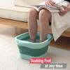 DoroSun Collapsible Foot Bath Soak Tub with Handle, Plastic Foldable Feet Spa Soaking Basin Bucket with Massager Acupoint for Washing, Pedicure Foot Care Bathtub Bowl Tools for Pain Relief, Green view 4