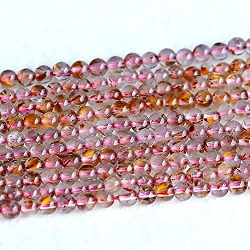 1 Strands Natural Purple Gold Titanium Hair Quartz Cacoxenite Crystal Small Round Loose Beads 4mm 15.5" 05137