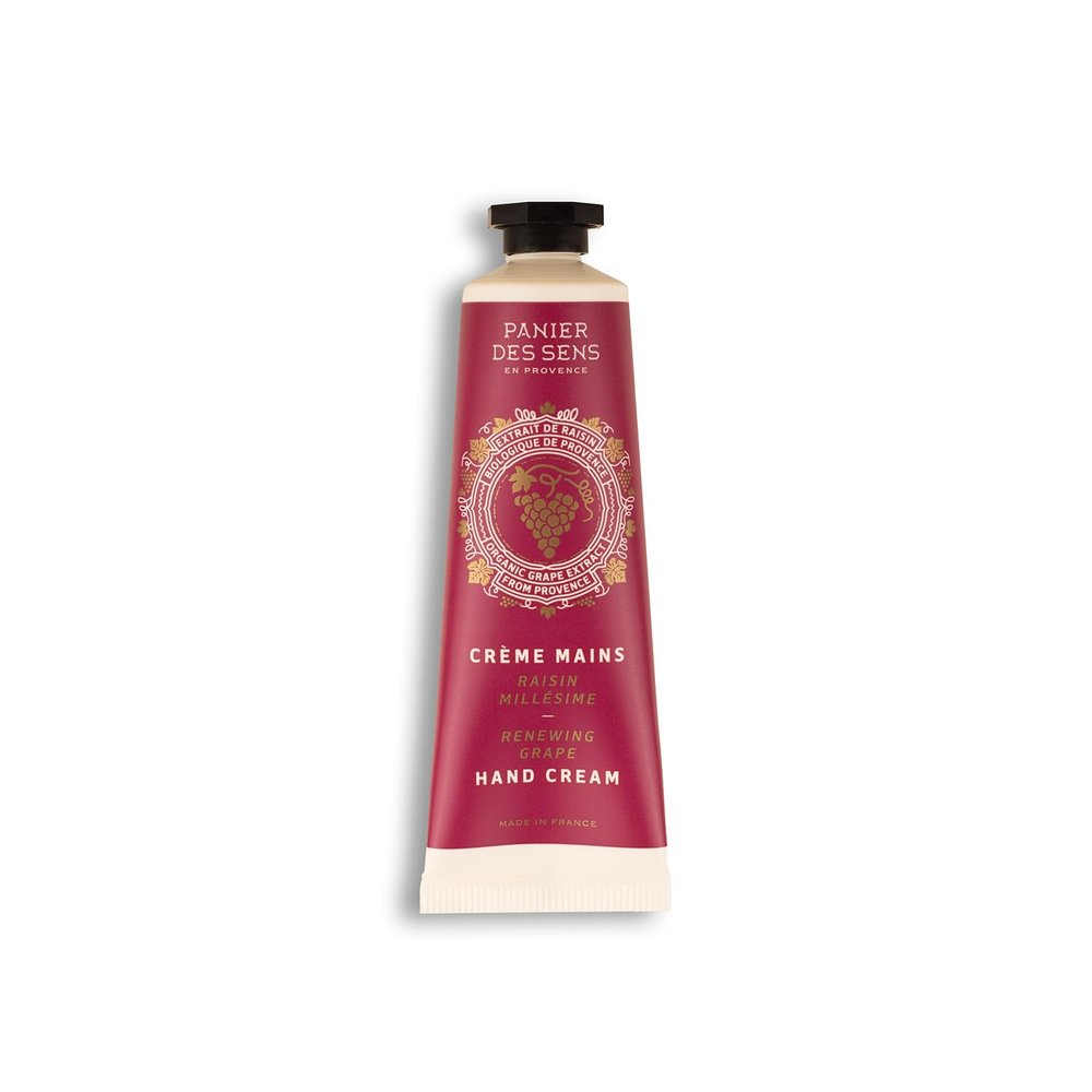 Panier des Sens - Small Hand Cream for Dry Cracked Hands  Grape Mini Hand Lotion for Dry Skin - With Shea Butter and Grape Seed Oil - Hand Care 97% Natural Ingredients - Travel Size 1 floz