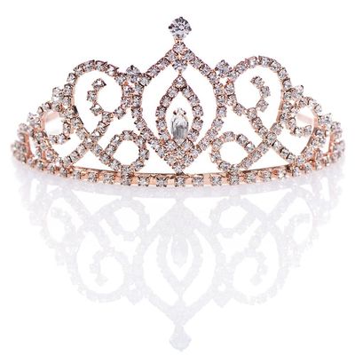 Andersons Cameo Perfect Rhinestone Tiara, 2 5/8 Inch Rose Gold Metal Crown with Clear Faux Diamonds for Prom, Homecoming Queen, Wedding Bridal Party, Sweet 16, Quinceaera, Birthday, Pageant, Theater Costume Accessory