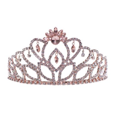 Andersons Cassandra Rhinestone Tiara, 2 7/8 Inch Rose Gold Metal Crown with Clear Faux Diamonds for Prom, Homecoming Queen, Wedding Bridal Party, Sweet 16, Quinceaera, Birthday, Pageant, Theater Costume Accessory