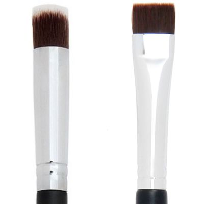 Mini Flat Top Under Eye Concealer Brush + Flat Definer Eyebrow Brush - Beauty Junkees Soft Synthetic Bristles for Applying, Blending, Buffing, Brow Conceal for Defining Shaping Eyebrows with Gel