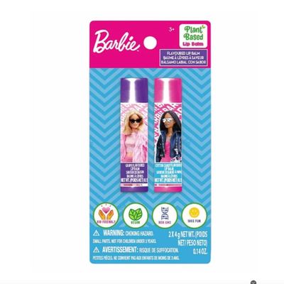 Barbie 2 Lip Balm with Flavors Include Blue Blueberry and Pink Cotton Candy - Lip Balm on Card - 2 Shimmery Lip Balms